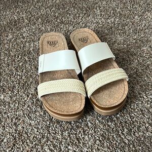 Reef Cream and White Sandals with Two-Strap Design